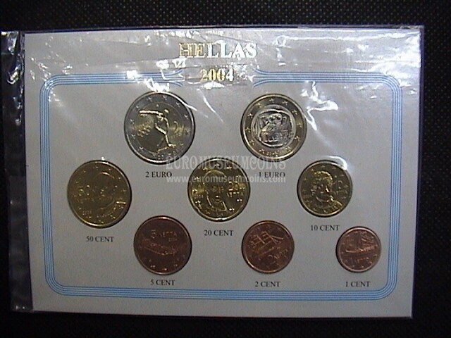 Grecia serie 8 monete euro serietta in blister Eurocollection 2004 con 2  euro commemorativo Olimpiadi di Atene