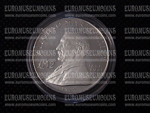1975 Malta 2 Pounds in argento Alfonso Maria Galea