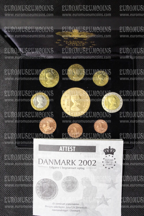 2002 Danimarca serie prova euro coins  