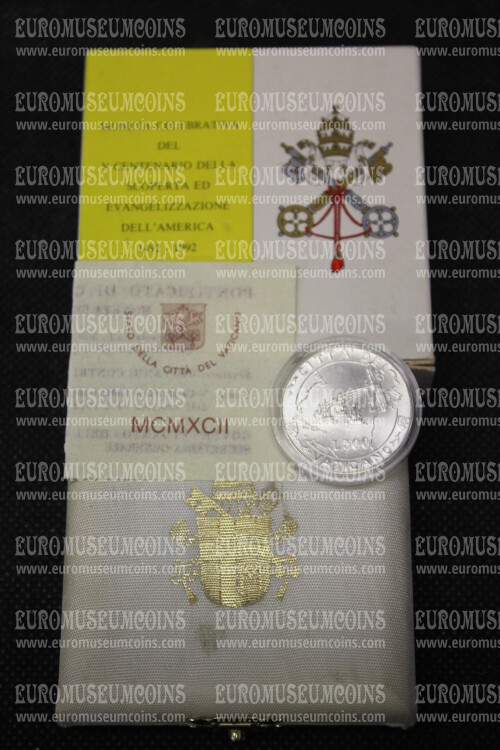 1992 Vaticano Lire 500 FDC in argento Evangelizzazione dell' America