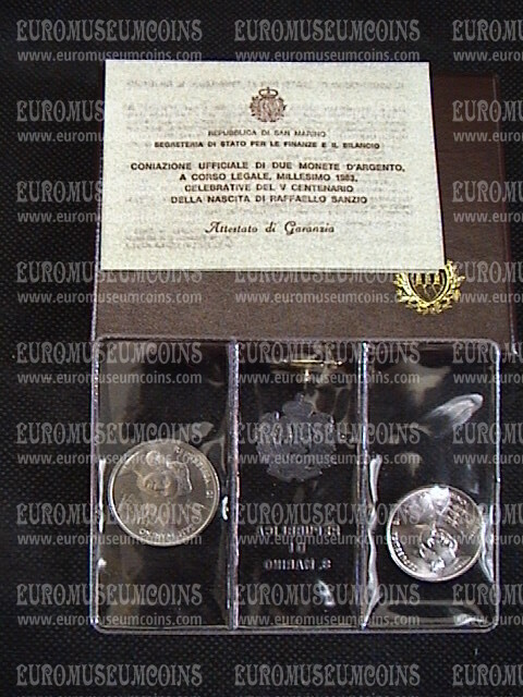 1983 San Marino 500 e 1000 Lire Raffaello argento FDC