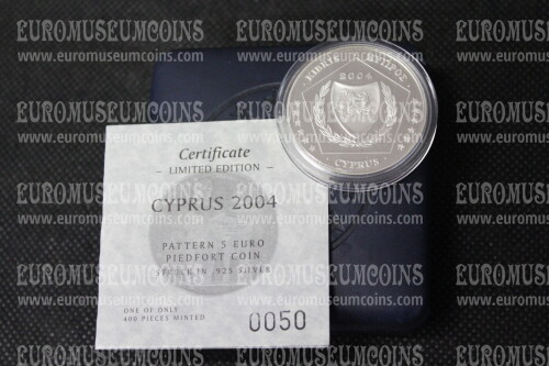 2004 Cipro 5 Euro in argento piedfort prova pattern