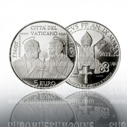 2021 Vaticano 5 Euro Proof Associazione SS. Pietro e Paolo in argento con cofanetto  
