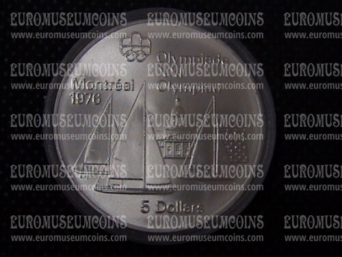 1973 Canada 5 Dollari Olimpiadi di Montreal 1976 in argento Barche Kingston