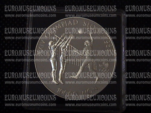 1987 Corea del Sud 10000 Won Argento Proof Olimpiade di Seul del 1988 Pallavolo