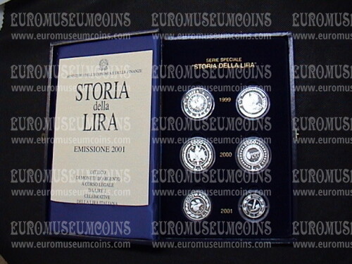 1999 - 2000 - 2001 Italia Storia della Lira in argento PROOF in confezione ufficiale