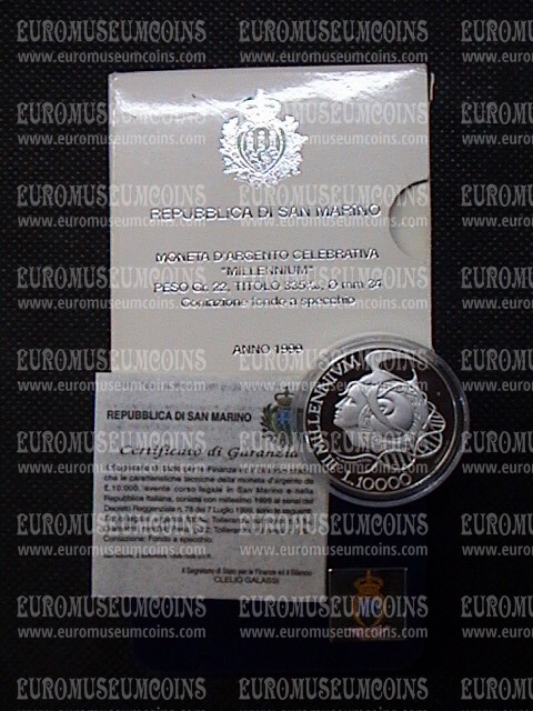 1999 San Marino 10000 Lire San Marino Millennium argento Proof