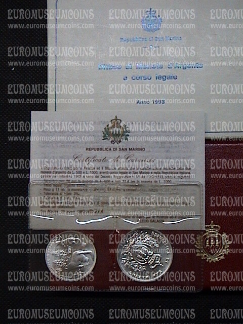 1993 San Marino 500 e 1000 Lire San Marino Animali da Salvare argento FDC