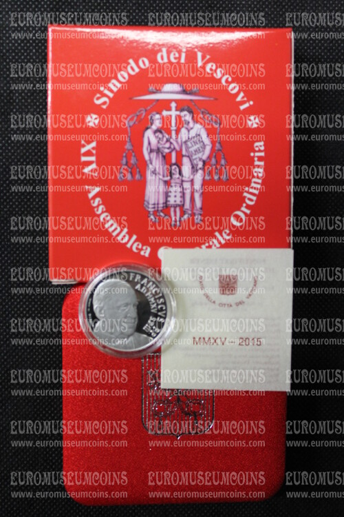 2015 Vaticano 5 Euro PROOF Sinodo dei Vescovi in argento con cofanetto  