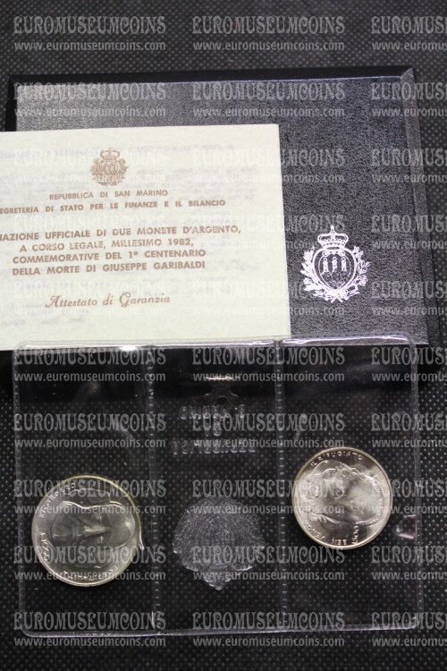 1982 San Marino dittico monete in Lire Garibaldi FDC in argento