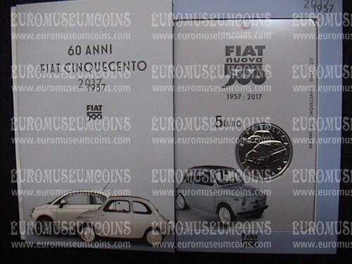 2017 Italia 5 Euro FDC 60° Anniversario della Nascita della FIAT 500