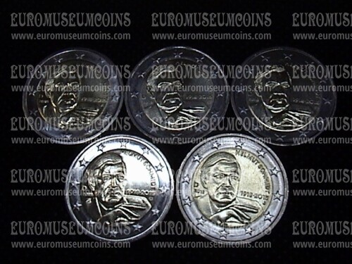 Germania 2018 Helmut Schmidt 5 zecche 2 Euro commemorativi ADFGJ