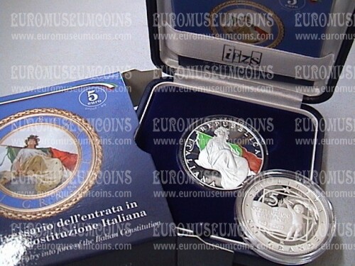 2018 Italia 5 Euro PROOF Costituzione Italiana