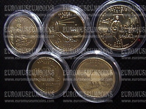 USA 2003 quarti di dollaro Stati Uniti zecca D 5 monete dorate
