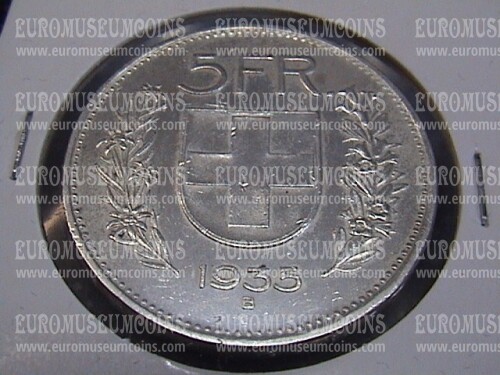 1935 Svizzera 5 Franchi in argento