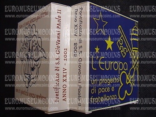 2002 Vaticano Dittico 5 + 10 Euro PROOF Europa Giornata Mondiale Pace e Fratellanza in argento con cofanetto  
