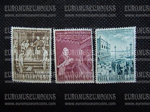 1960 Traslazione della salma di S.S. Pio X 3 francobolli Vaticano