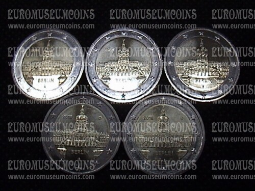 Germania 2018 Castello di Charlottenburg 5 zecche 2 Euro commemorativi ADFGJ