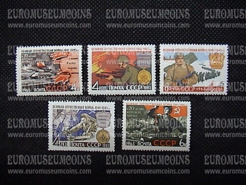 1963 U.R.S.S. Anniversario 2° Guerra Mondiale 5 valori