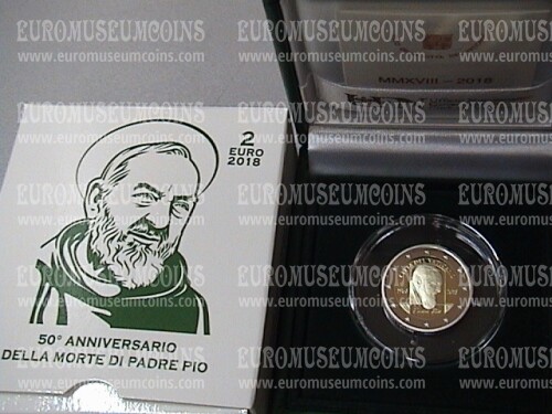 Vaticano 2018 Padre Pio 2 euro commemorativo PROOF in cofanetto ufficiale