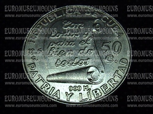 1953 Cuba 50 Centavos Jose Marti argento
