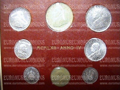 1962 Vaticano divisionale con Lire 500 in argento FDC Anno  IV - 4°