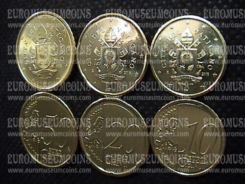 2019 Vaticano 10 + 20 + 50 eurocent FDC da set ufficiale
