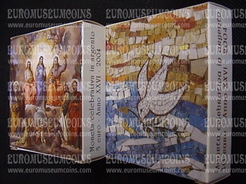 2004 Vaticano Dittico 5 + 10 Euro Proof Immacolata Concezione e Giornata Mondiale della Pace in argento con cofanetto  