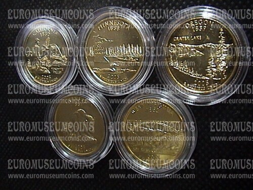 USA 2005 quarti di dollaro Stati Uniti zecca D 5 monete dorate