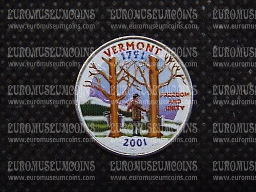 2001 Stati Uniti Vermont quarto di dollaro Stati colorato