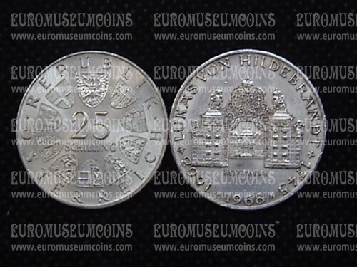 1968 Austria 25 scellini 300° Hildebrandt  in argento