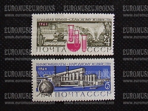 1964 U.R.S.S.francobolli La Chimica 2 valori 