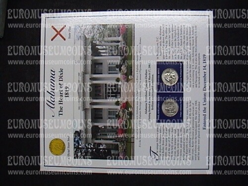 2003 Stati Uniti Alabama 2 quarti di dollaro Stati con francobolli