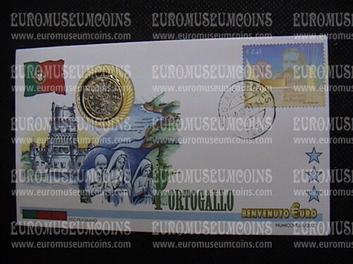 Portogallo moneta da 1 euro in coin cover