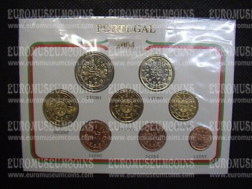 2004 Portogallo serie completa 8 monete euro in blister Eurocollection 