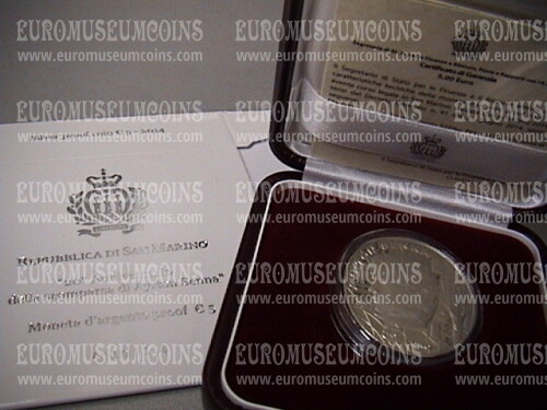 2014 San Marino 5 Euro PROOF Ayrton Senna in argento con cofanetto  
