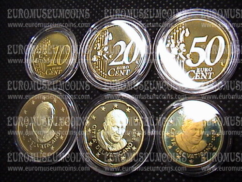 2006 Vaticano 10 + 20 + 50 eurocent proof da set ufficiale