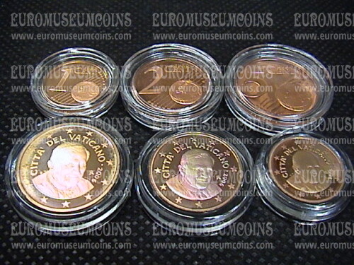 2006 Vaticano 1 + 2 + 5 eurocent proof da set ufficiale