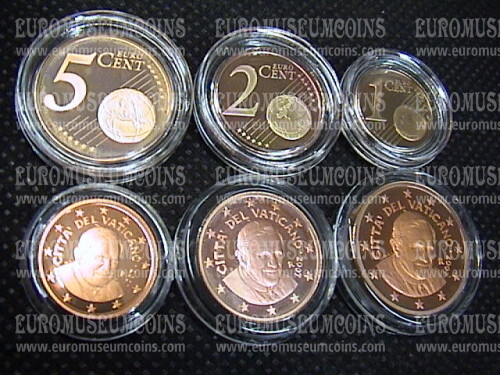 2007 Vaticano 1 + 2 + 5 eurocent proof da set ufficiale