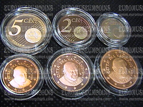 2008 Vaticano 1 + 2 + 5 eurocent proof da set ufficiale