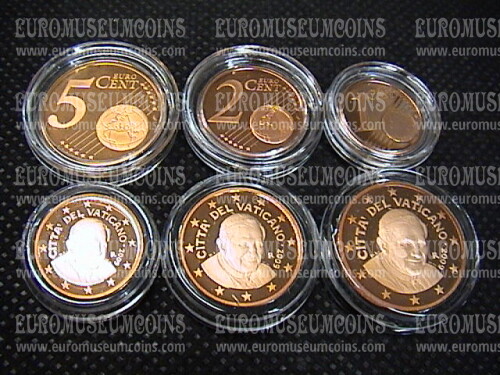 2009 Vaticano 1 + 2 + 5 eurocent proof da set ufficiale