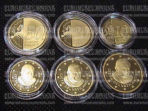 2010 Vaticano 10 + 20 + 50 eurocent proof da set ufficiale
