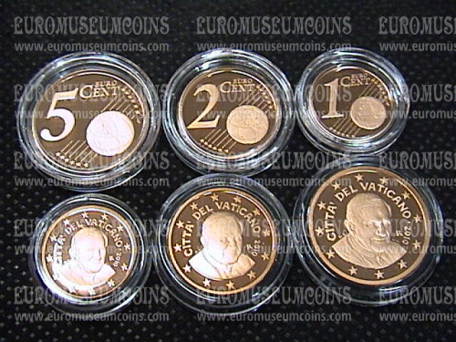 2010 Vaticano 1 + 2 + 5 eurocent proof da set ufficiale