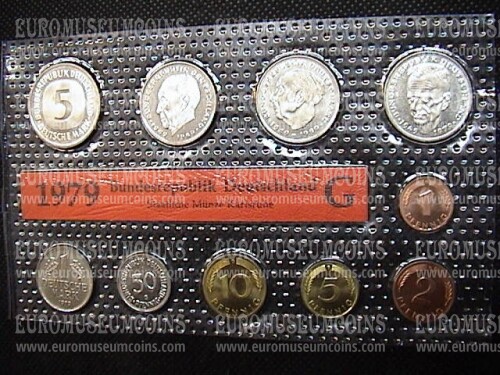 1979 Germania set ufficiale Marchi tedeschi 10 monete zecca G