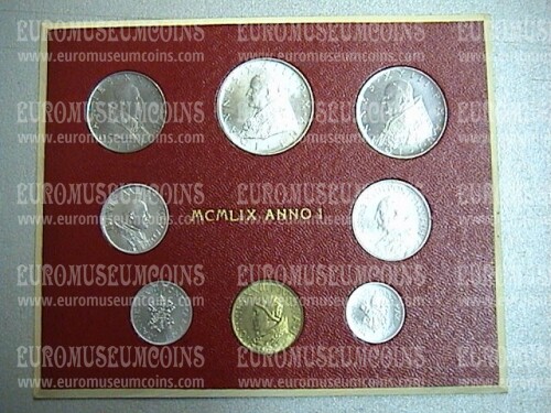 1959 Vaticano divisionale con Lire 500 in argento FDC Anno  I - 1°