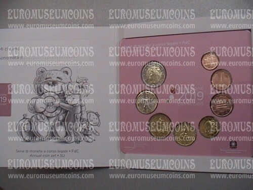 2019 Italia divisionale 8 monete FDC in folder ufficiale Rosa