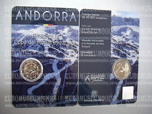 Andorra 2019 Finale della Coppa del Mondo di Sci N.1 coincard 2 euro commemorativo FDC 