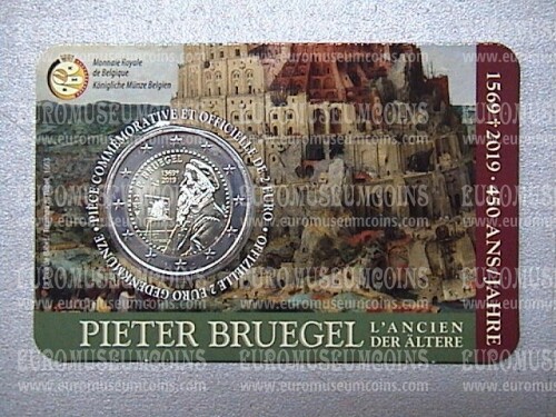 Belgio 2019 Pieter Bruegel 2 Euro commemorativo in coincard FRANCESE