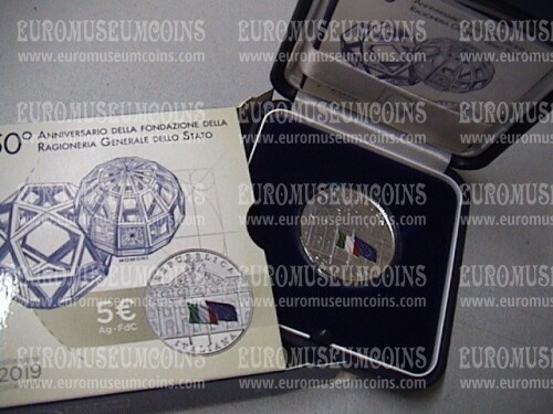 2019 Italia 5 Euro FDC Ragioneria dello Stato in argento