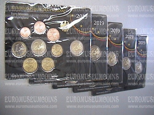 2019 Germania serie divisionali 5 zecche confezione ufficiale FDC
